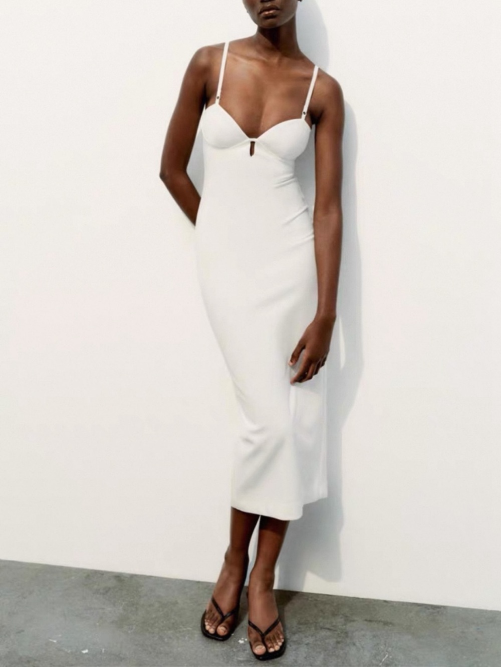 ZARA White Bustier Midi Dress Size Large NWT